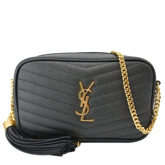 Yves Saint Laurent Handbags - YVES SAINT LAURENT  Mini Lou Grain De Poudre Camera Bag Black